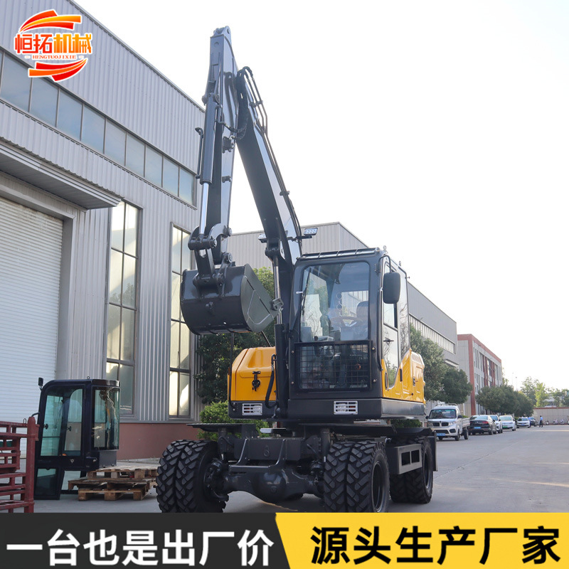 轮式挖土机开沟填土挖掘机搭配多种属具抓木轮式挖掘机