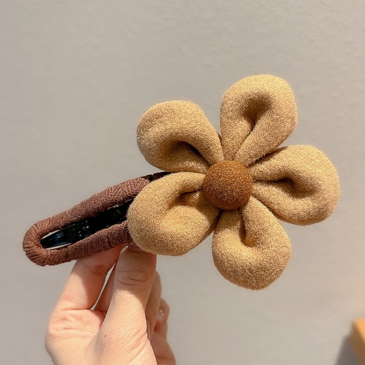 Mellard flores de boca de pato temperamento versátil cabeza trasera cabello de cabello de alta sensación de cabello de otoño y invierno