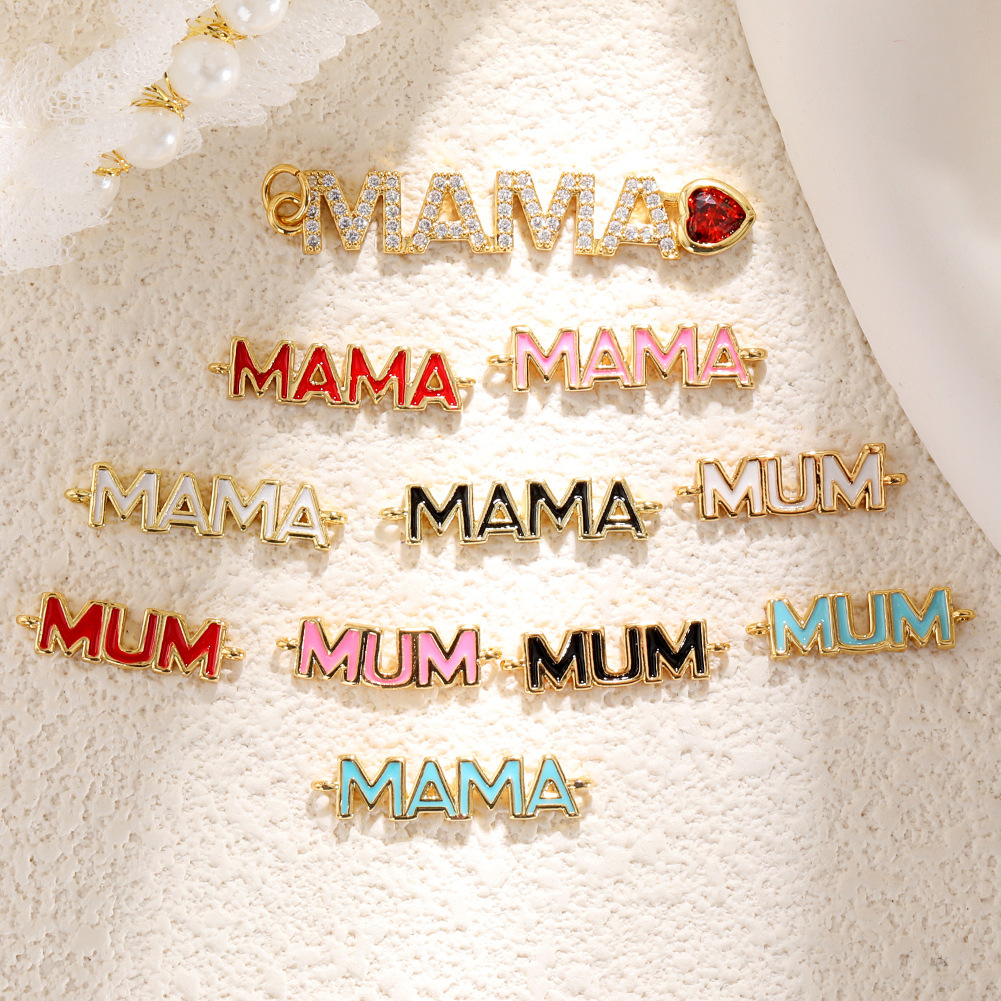 1g Weight Pendant Jewelry Making Type 1 Piece Quantity Daily Occasion Copper Material Mother'S Day Festival Letter, Heart Shape Pattern All Seasons Season Unisex Gender Enamel Design Shiny Style 1 Piece Copper Letter Heart Shape Pendant 无