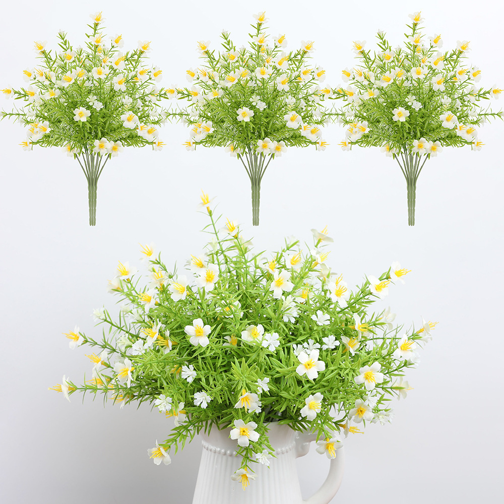 인공 꽃 5 포크 물 잔디 데이지 꽃꽂이 잔디와 북유럽 홈 장식 장식품 목가적 인 가짜 꽃 촬영 소품