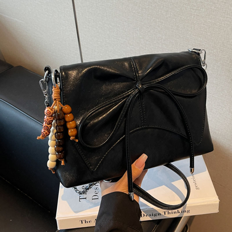 跨境休闲包包女蝴蝶结单肩包斜挎信封包时尚百搭少女包新款褶皱包|undefined