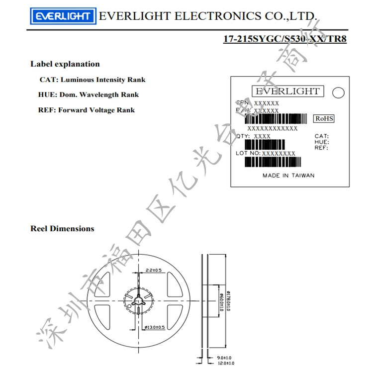 [17-215SYGC/S530-E2/TR8 LED SMD-диод, желто-зелёный, оригинал Everlight]