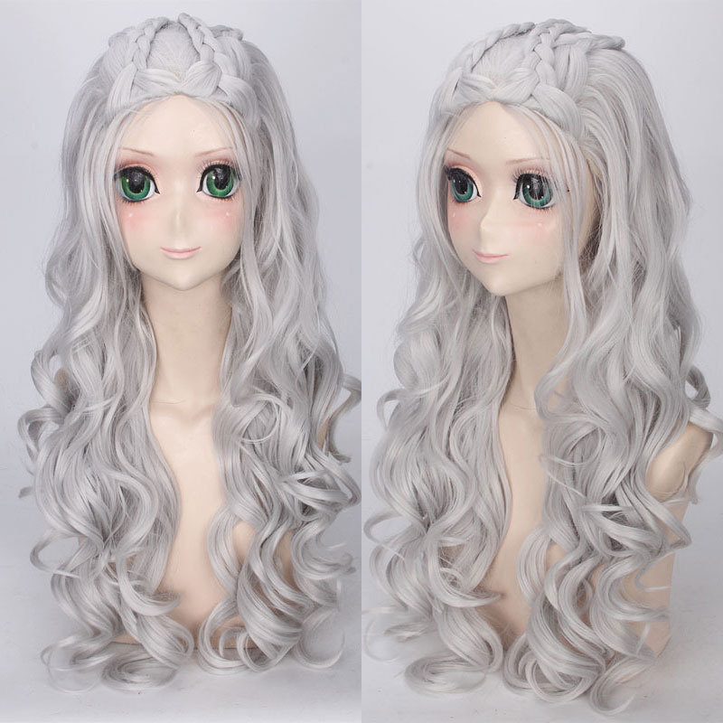 Parrucca lunga e dritta per cosplay di Alice nel paese delle meraviglie, Regina Bianca, Specchio, Cappellaio Matto, Regina di Cuori, sintetica, con clip, taglia media_voghion.com