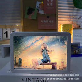 镜子灯光画床头小夜灯图片生日女生送女友闺蜜同学创意摆件小夜灯