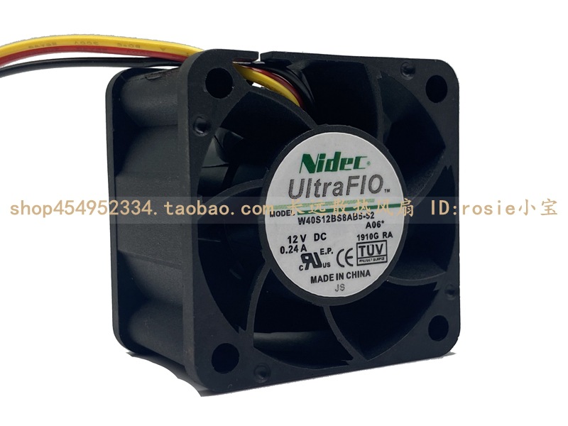 全新原装NIDEC 4028 4CM 12V 0.24A W40S12BS8AB5-52暴力散热风扇