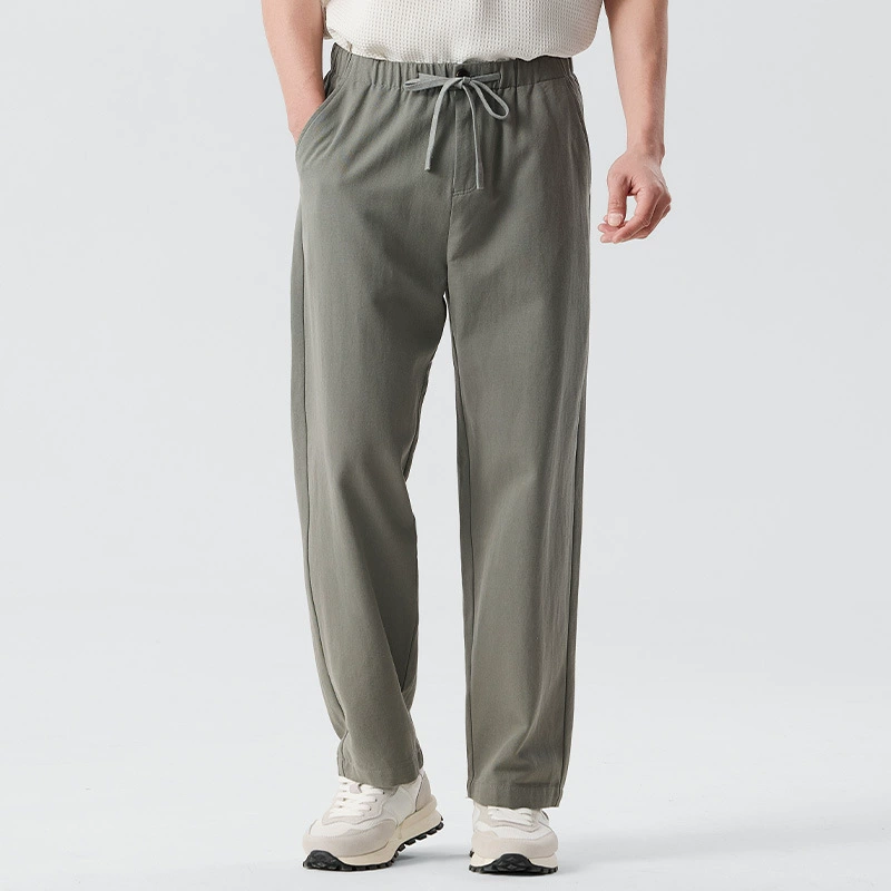 Японские хлопковые и льняные дышащие повседневные брюки с мягкой талией Молодежные студенческие пригородные брюки 2025 Летние тонкие свободные брюки