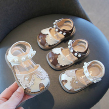 麦布熊女宝宝鞋婴儿童鞋珍珠小皮鞋夏季新款包头鞋女童凉鞋-包邮!