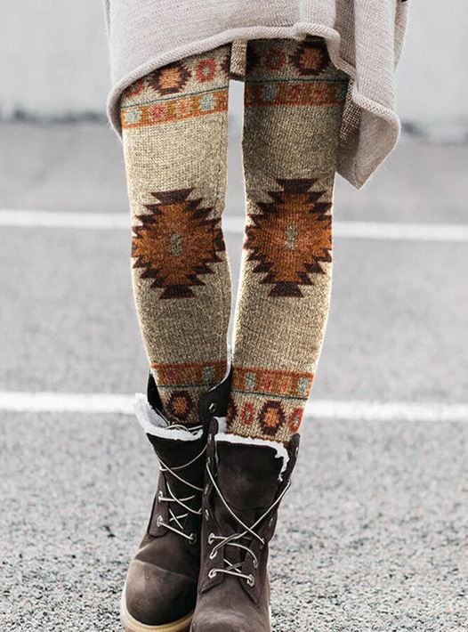 Damen Leggings Mit Buntem Joker-print Und Elastischem Bund_voghion.com