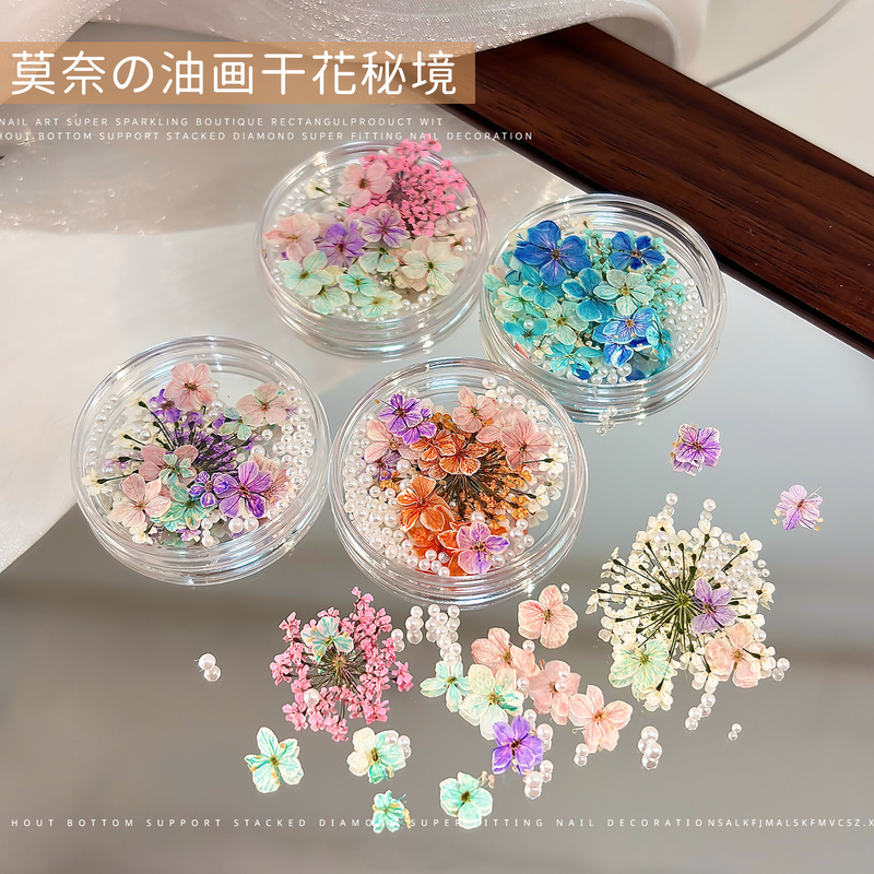 Pearl Dried Flower Nail Art Accessories New Ultra-Thin Oil Painting Five-Petal Flower Small Floral DIY Natural Dried Flower Nail Decoration Pearl Dried Flower Nail Art Accessories New Ultra-Thin Oil Painting Five-Petal Flower Small Floral DIY Natural Dried Flower Nail Decoration