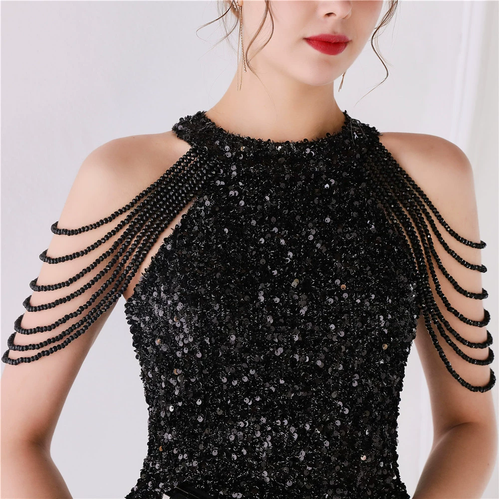 maternity evening dresses 2022 New Off Shoulder Banquet Evening Dress Female New Phantom Color Sequin Short Dress Party Small Dress Fairy Series Dresses black ball gown