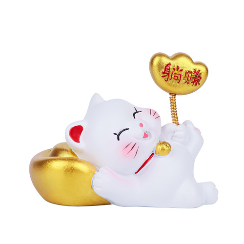 Lucky Cat Spring Ornaments Cute Mini Lucky Cat Resin Desktop Decorative Ornaments Festive Gifts Car Ornaments