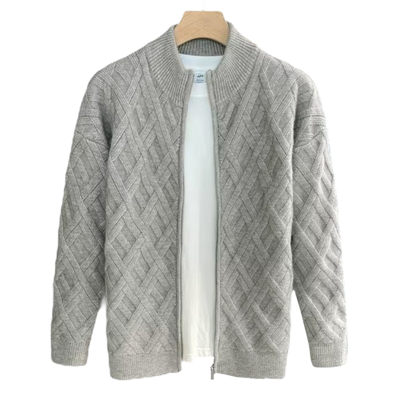 Explosiones transfronterizas de tamaño grande europeo jersey cardigan suéter chaqueta de hombre chaqueta con cremallera collar fábrica de negocios al por mayor