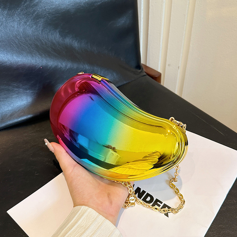 2024 New Summer Mango Bag Acrylic Mirror Electroplating Cross-border Fashion Trendy Dinner Bag Diagonal Crossbody Bag