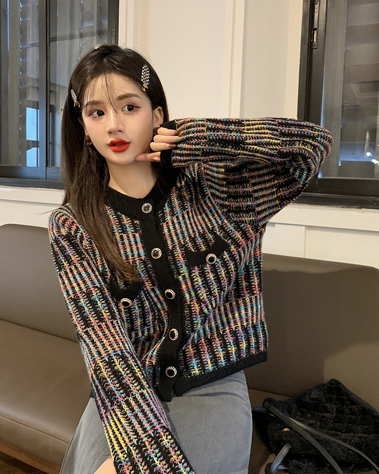 2023 Autunno Nuovo Moda Eleganza Cappotto Donna Stile Lazy Piccolo Girocollo Maglia Top_voghion.com