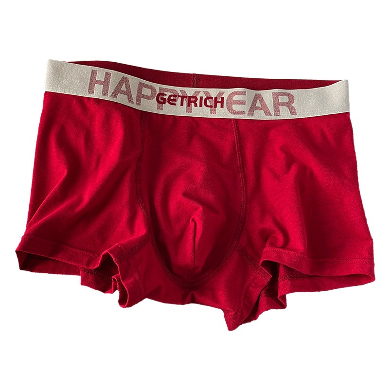 Ropa interior masculina roja brillante del año 2024 para el año de nacimiento, bóxers de algodón para hombre, bóxers de regalo de boda.