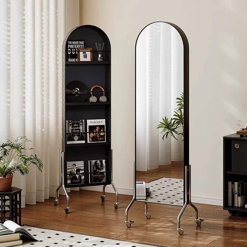 Винтажное зеркало в полный рост для спальни, стойка для журналов, домашнее мобильное зеркало, встроенное зеркало для гардероба, напольная вращающаяся книжная полка