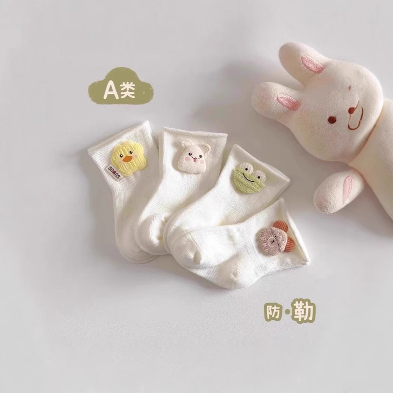 Baby Socks Class A Spring and Autumn Baby Socks Loose Mouth Newborn Four Seasons Cotton Socks Cute Cartoon Frog Short Socks