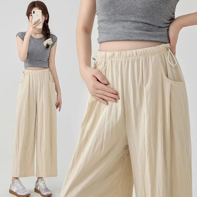 Maternity Summer Thin Outerwear Drape Casual Petite Trendy Mommy Non-Pregnancy Large Size Loose Balloon Yamamoto Pants