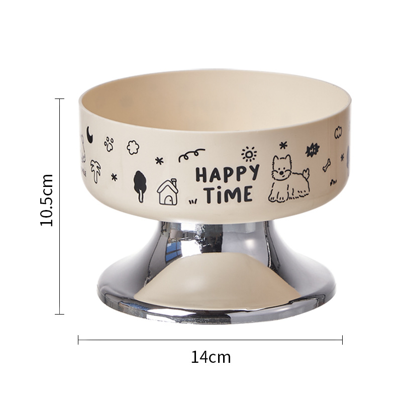 Tazón para gatos de acero inoxidable Tazón de pies altos para gatos Boca negra anti-derribear Tazón para perros Tazón para columna cervical anti-deslizante Tazón para mascotas de gran calibre