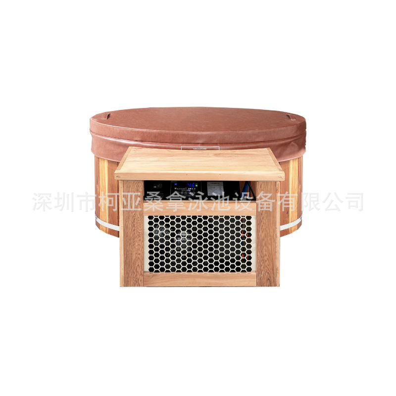 Manufacturer's Single Oval Stainless Steel Red Cedar Ice Bucket Cold Water Bath Ice Bath Bucket Hot and Cold Water Sauna Bath Bucket