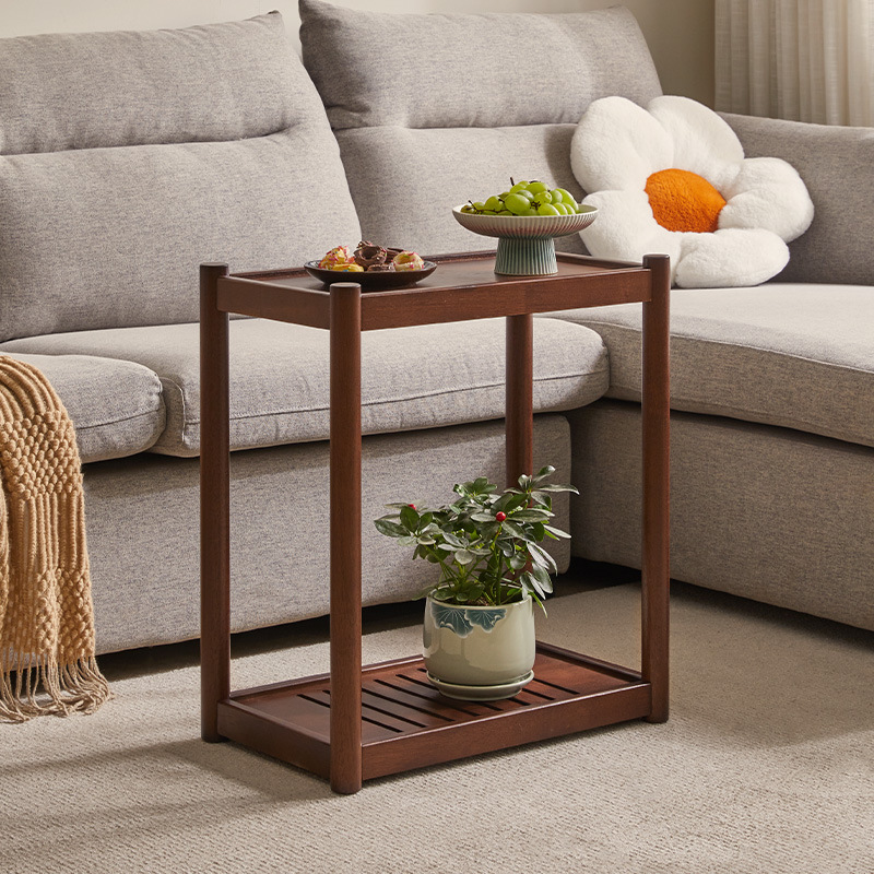 Homey Edge Small Mobile Corner Coffee Table Sofa Side Table Solid Wood Small Apartment Side Cabinet Side Cabinet Living Room Flower Stand