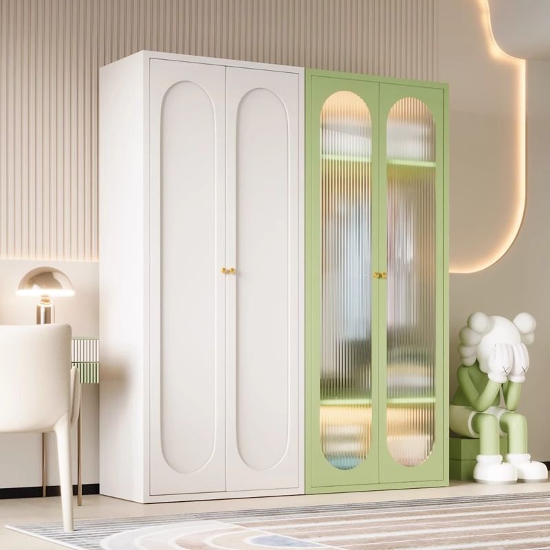 Cream Style Wardrobe Home Bedroom Small Apartment Simple Children's Wardrobe Iron Formaldehyde-Free Steel Storage Cabinet Combination