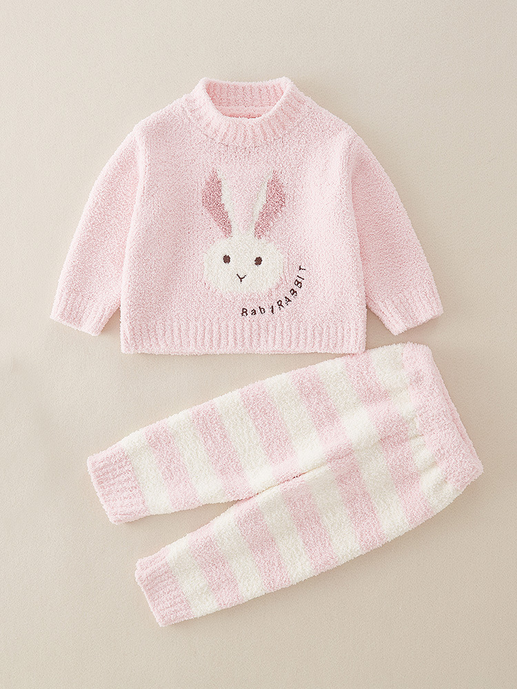 Pijamas de lana de coral para niños se pueden usar fuera Niños y niñas bebé Otoño e Invierno ropa de hogar engrosada traje cálido ropa para niños