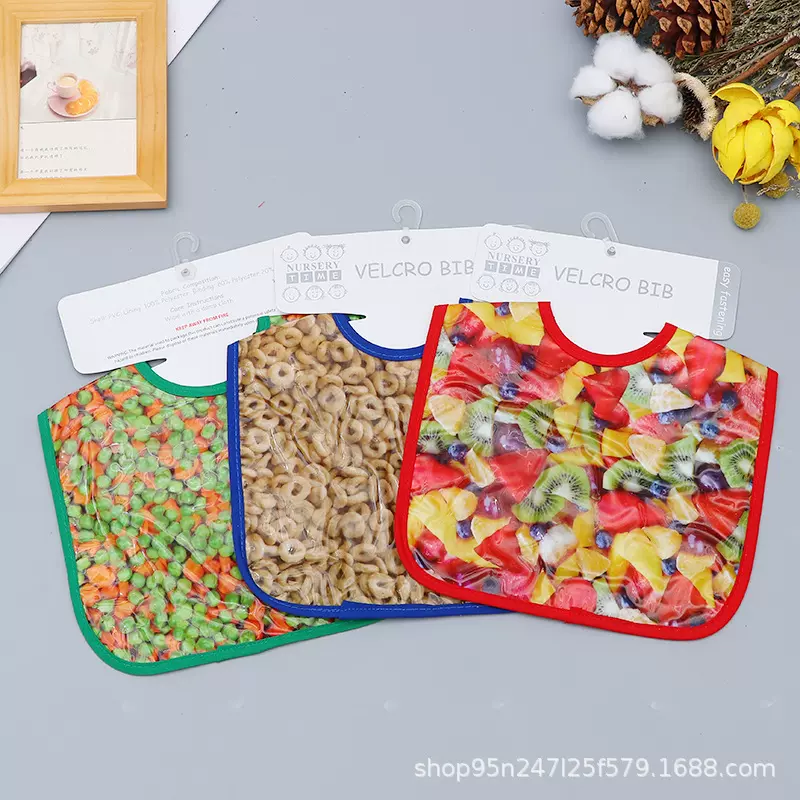 厂家 销售PVC围嘴围兜婴幼儿口水巾防水防脏污免洗可擦护肚子