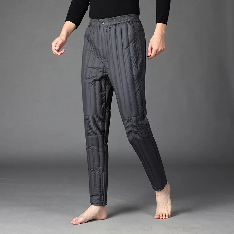 Мужские пуховые брюки среднего и пожилого возраста теплые зимой