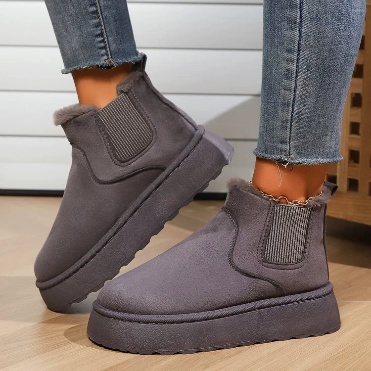 Keep warm ankle boots, city style, elastic side band, plus sizes 36–43