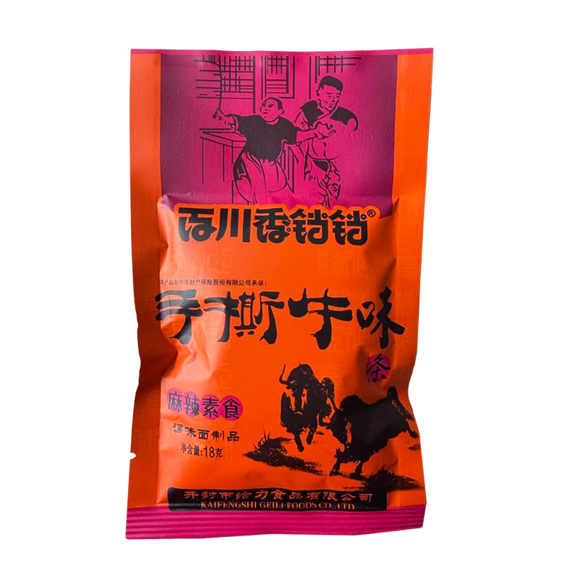 백천향 찹찹한 손으로 찢은 소고기맛 매운 스낵, 어린 시절 추억의 매콤한 맛의 곡물면채 식물성 캐주얼 스낵