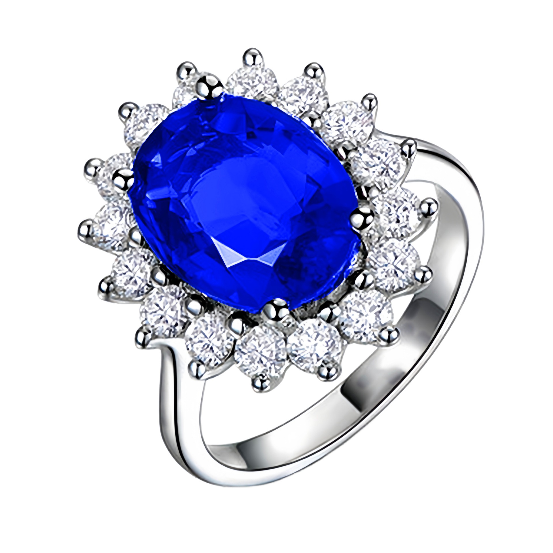 Princess Diana Style Tanzanite Sapphire Adjustable Open Ring_voghion.com