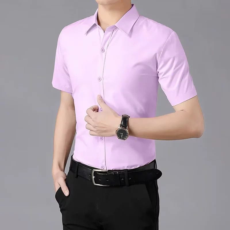 Летняя рубашка для отдыха, с коротким рукавом, Slim fit