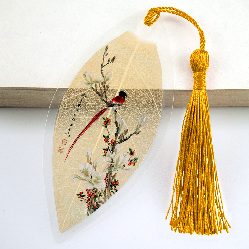 書籤花鳥畫葉脈書籤竹梅結婚禮慶送賓客友人孩子精美文化禮品批發