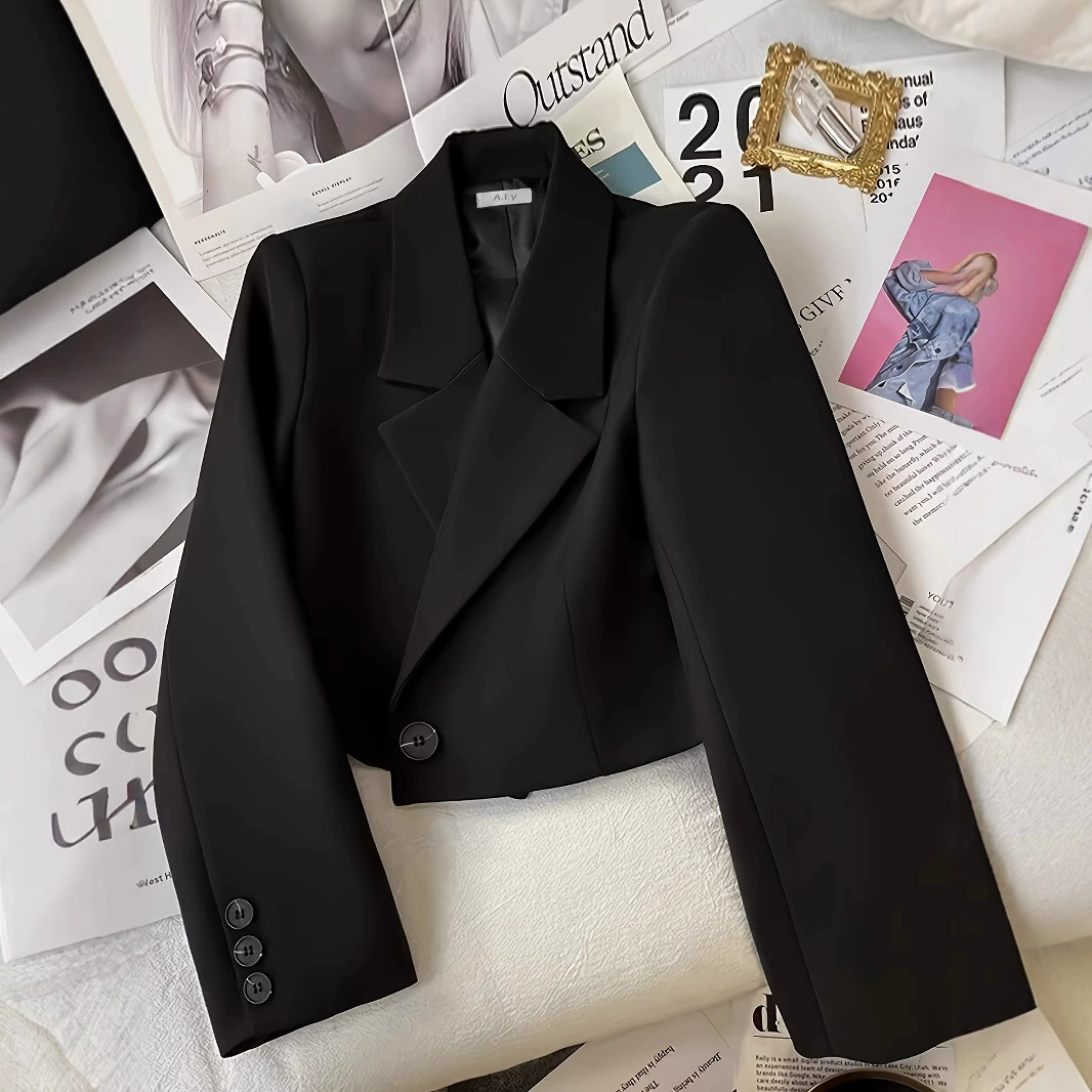 Новый стиль короткий блейзер для женщин 2025 мода миниатюрный стройнящий весенне-осенний топ универсальный костюм с высокой талией для женщин