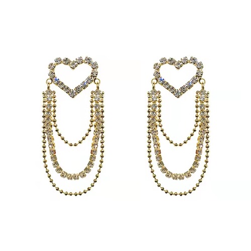 Hollow love super fairy earrings for women spring and summer new niche high-end earrings light luxury earrings tassel retro earrings