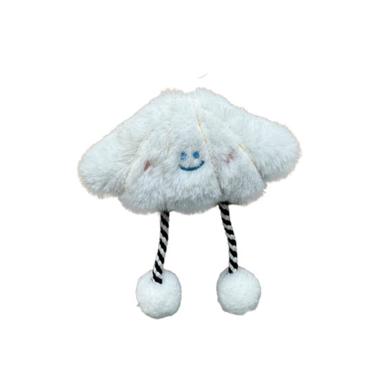 Cute Plush White Scallop Pendant Girl Heart Student Schoolbag Bag Hanging Jewelry Smiley Doll Keychain Gift