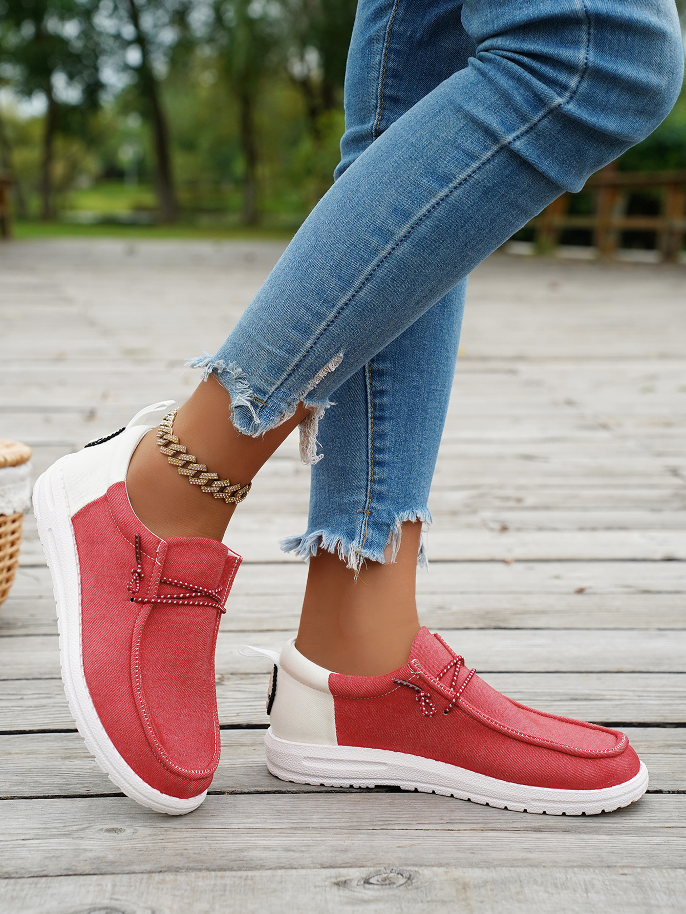 Dames comfortabele instappers color block platte nette schoenen_voghion.com