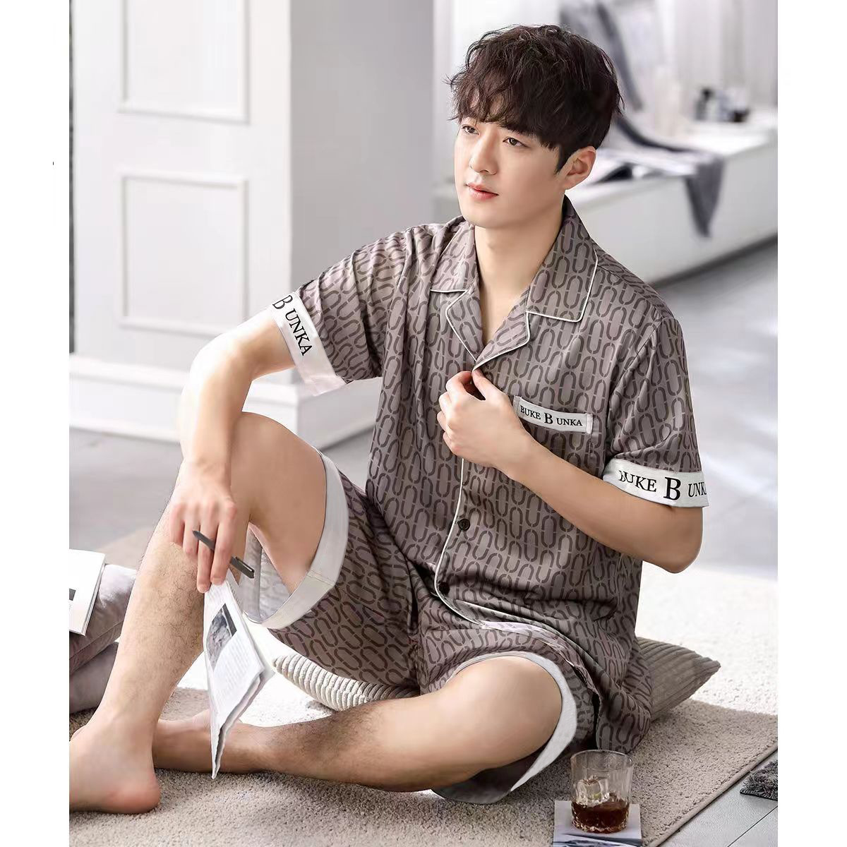 Pijamas de otoño de manga larga de algodón adolescente de escuela secundaria Cardigan ropa de hogar de estudiantes de escuela secundaria trajes delgados