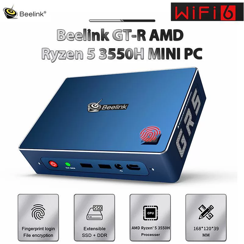 GTR AMD Ryzen 5 3550H мини-компьютер, mini PC, WiFi6, DDR4
