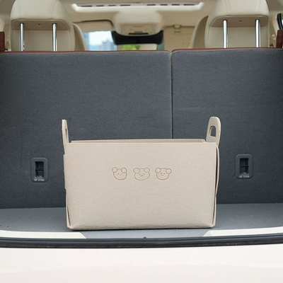 Car Trunk Storage Box Car storage bag/box - felt-folding-storage-basket-beige
