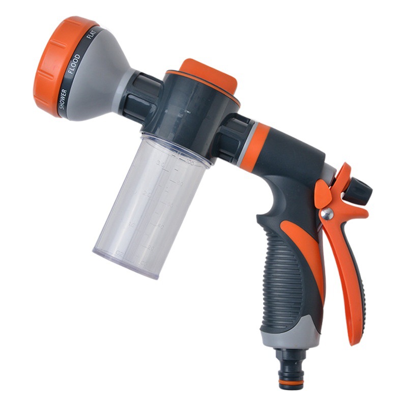 Nueva pistola de agua de espuma recubierta de goma de 8 funciones pistola de agua de lavado de coches jardín jardinería riego boquilla ducha para mascotas