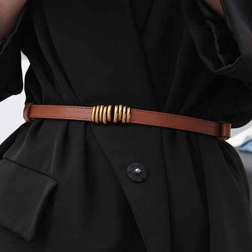 Suit retro thin belt women's summer fashion versatile decoration with dress skirt coat girdle belt black