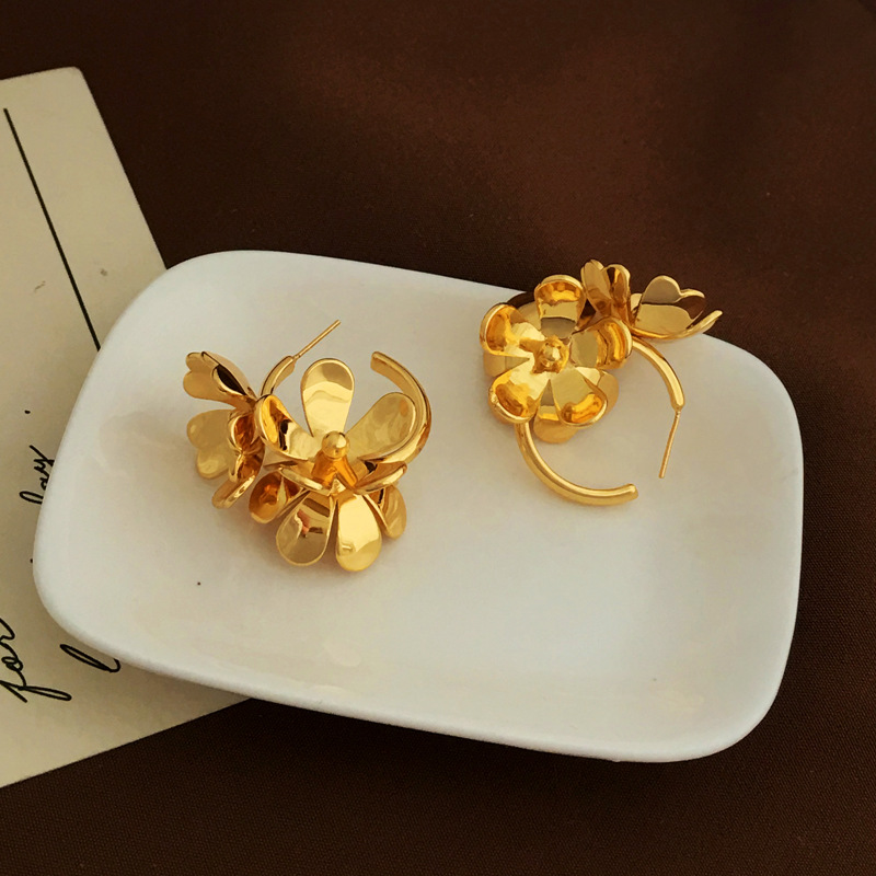 Glam Flower Copper Earrings Plating Copper Earrings
