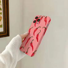 红色小辣椒苹果16PROMAX手机壳单层17pro菲林壳个性iPhone14p小众