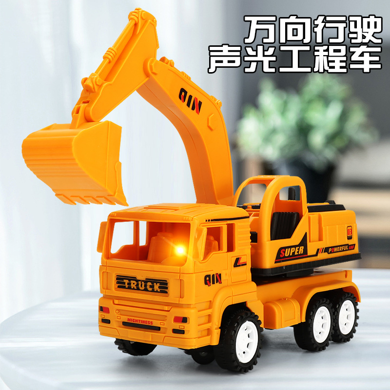 Juguete de excavadora eléctrica para niños universal caminando Música modelo de simulación de excavadora de luz parada de vehículos de ingeniería