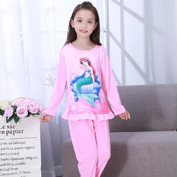 Pijamas infantiles de manga larga primavera y otoño verano niñas niños grandes ropa de aire acondicionado delgada princesa bebé set de ropa de hogar
