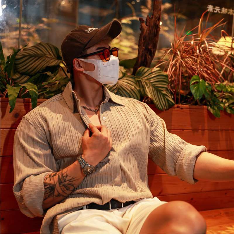 Autumn and Winter Sports British Handsome Long-sleeved Shirt Men's Fitness Muscle Casual Advanced Light Mature Business Striped Shirt