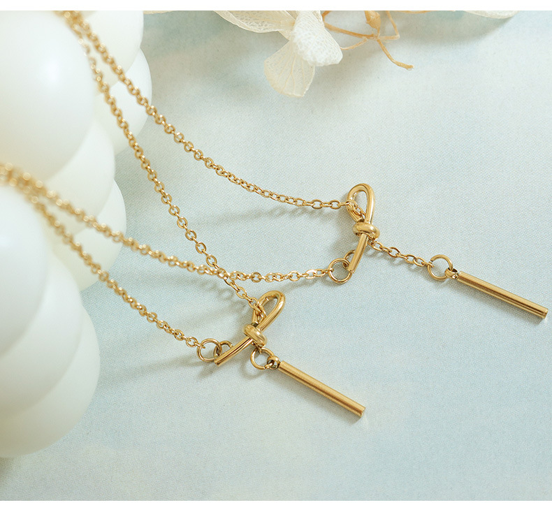 Simple Style Bow Knot Titanium Steel Necklace Plating Stainless Steel Necklaces_colorza_10