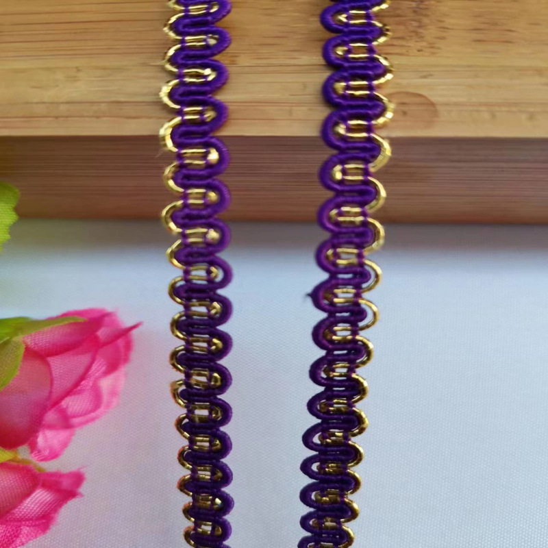 0,5 cm colorido encaje de Color Étnico onda encaje en forma de EE. UU. Onda encaje dorado suministro directo de fábrica